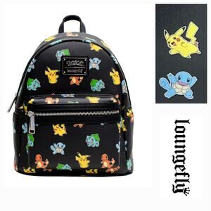 NWT Loungefly Pokémon Starters AOP Design Mini Backpack